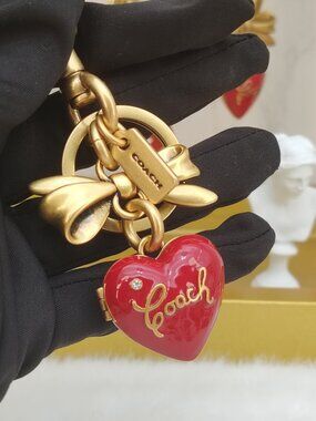 Coach Bow Heart Locket Bag Charm